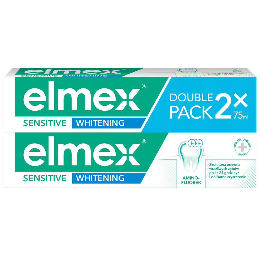 Elmex Sensitive Pasta dentífrica blanqueadora con fluoruro de amina, 2 x 75 ml