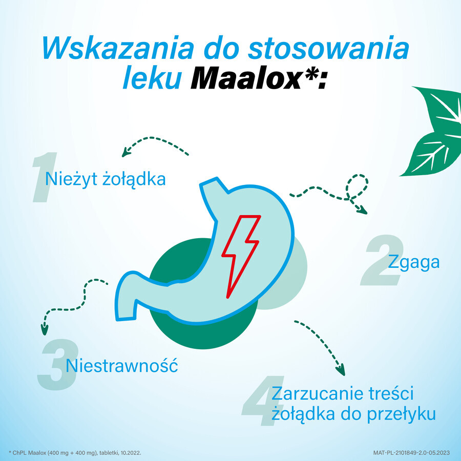 Maalox 400 mg + 400 mg, 40 comprimidos