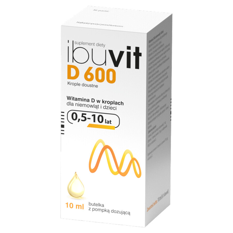 Ibuvit D 600, vitamina D para bebés y niños, gotas orales, 10 ml