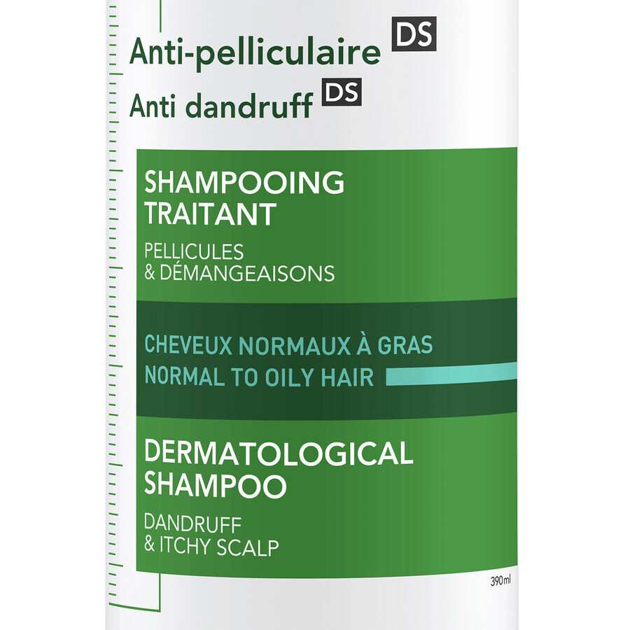 Vichy Dercos Anti Dandruff DS, champú anticaspa, cabello normal y graso, 390 ml