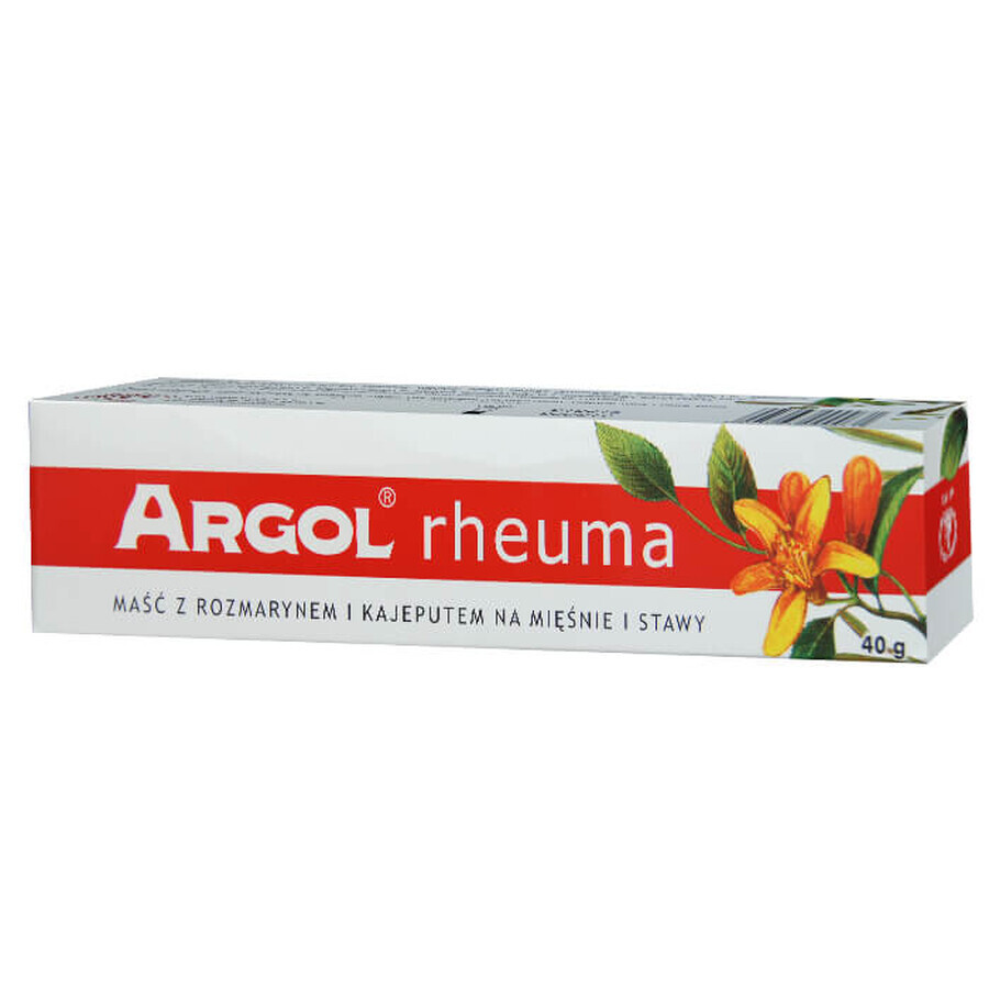 Argol Rheuma, pommade chauffante au romarin et au poivre de Cayenne pour les muscles et les articulations, 40 g