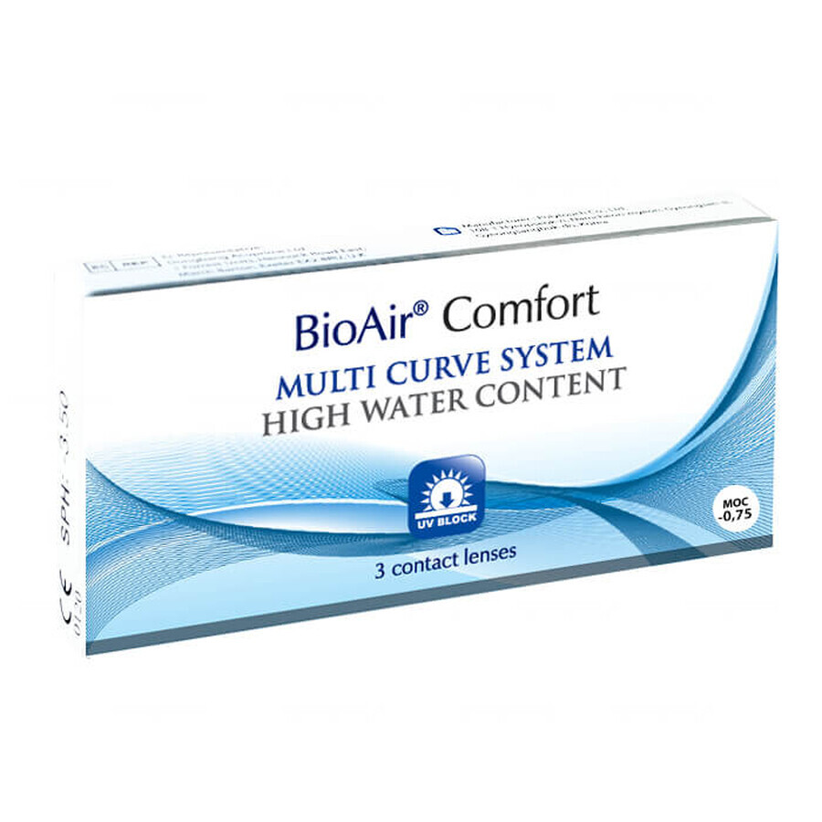 BioAir Comfort, lentile de contact, 30 zile, -0.75, 3 buc