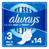 Always Ultra Night, toallas sanitarias con alas, 14 piezas