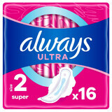 Always Ultra, toallas sanitarias con alas, Super, 16 piezas