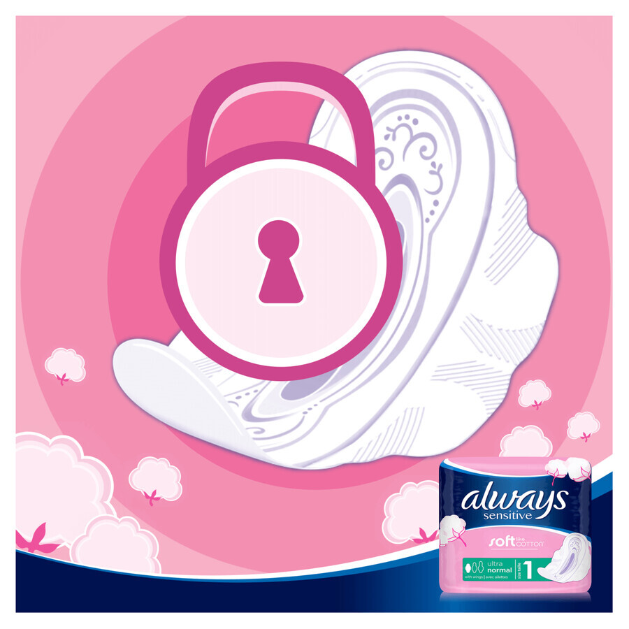 Always Sensitive, serviettes hygiéniques avec ailettes, Ultra Normal Plus, 10 pièces