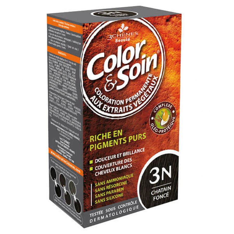 Color&amp;Soin, tinte para el cabello, 3N, castaño oscuro, 135 ml