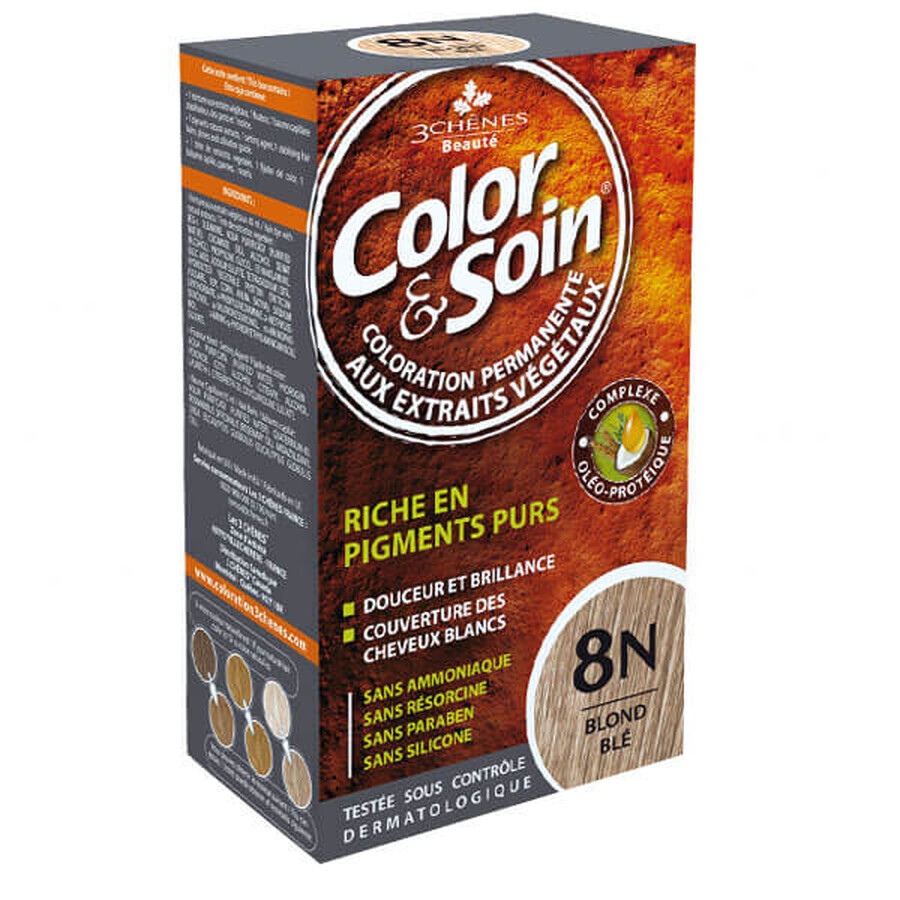 Color&amp;Soin, tinte para el cabello, rubio trigo 8N, 135 ml