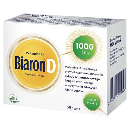 Biaron D, vitamina D 1000 UI, 90 cápsulas