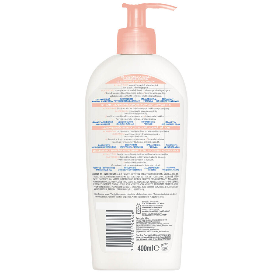 Mixa Allantoin Restore, bálsamo corporal, pieles muy secas, 400 ml