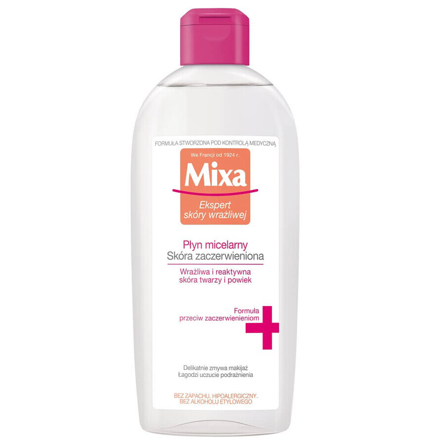 Mixa Anti-Rojeces, fluido micelar, pieles reactivas y con tendencia a rojeces, 400 ml