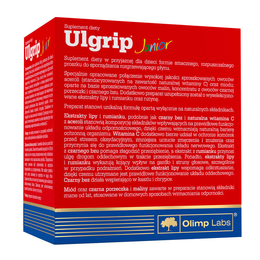 Olimp Ulgrip Junior, sabor frambuesa, 10 sobres