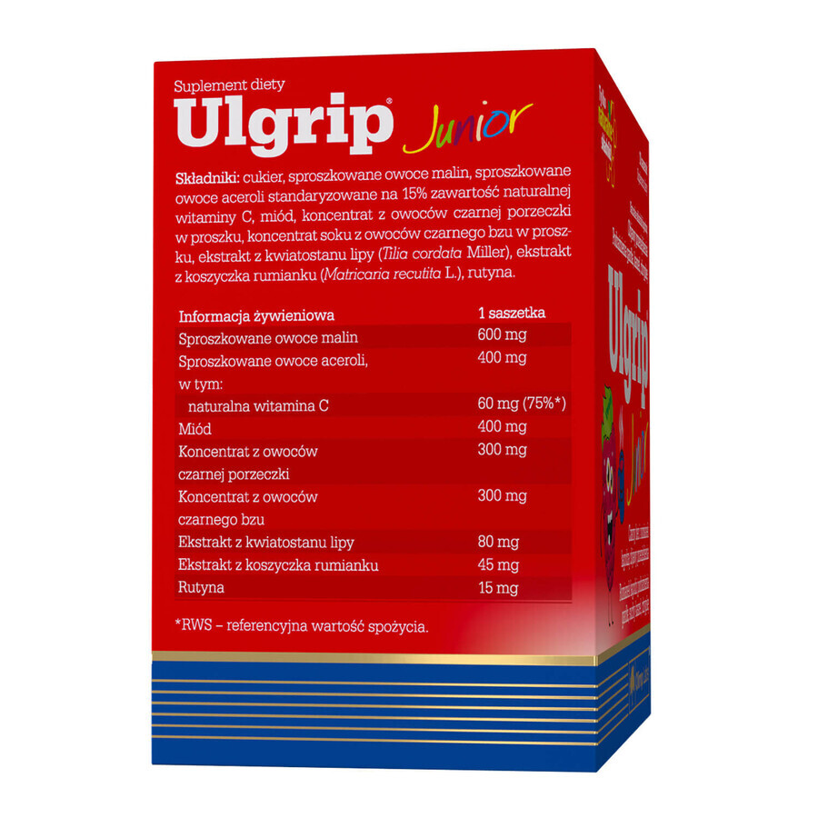 Olimp Ulgrip Junior, sabor frambuesa, 10 sobres