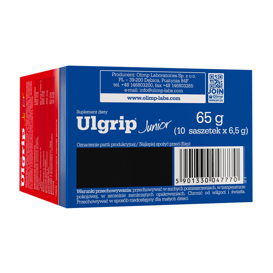 Olimp Ulgrip Junior, sabor frambuesa, 10 sobres