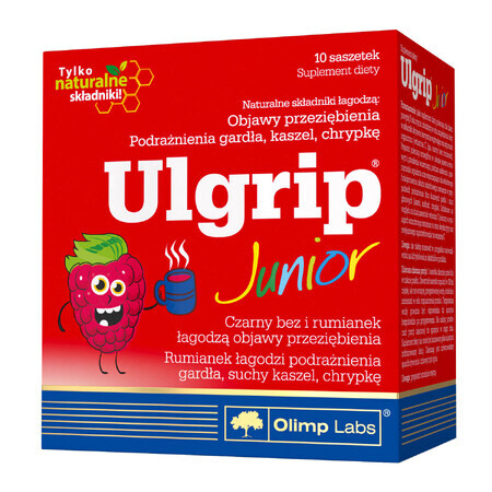 Olimp Ulgrip Junior, sabor frambuesa, 10 sobres