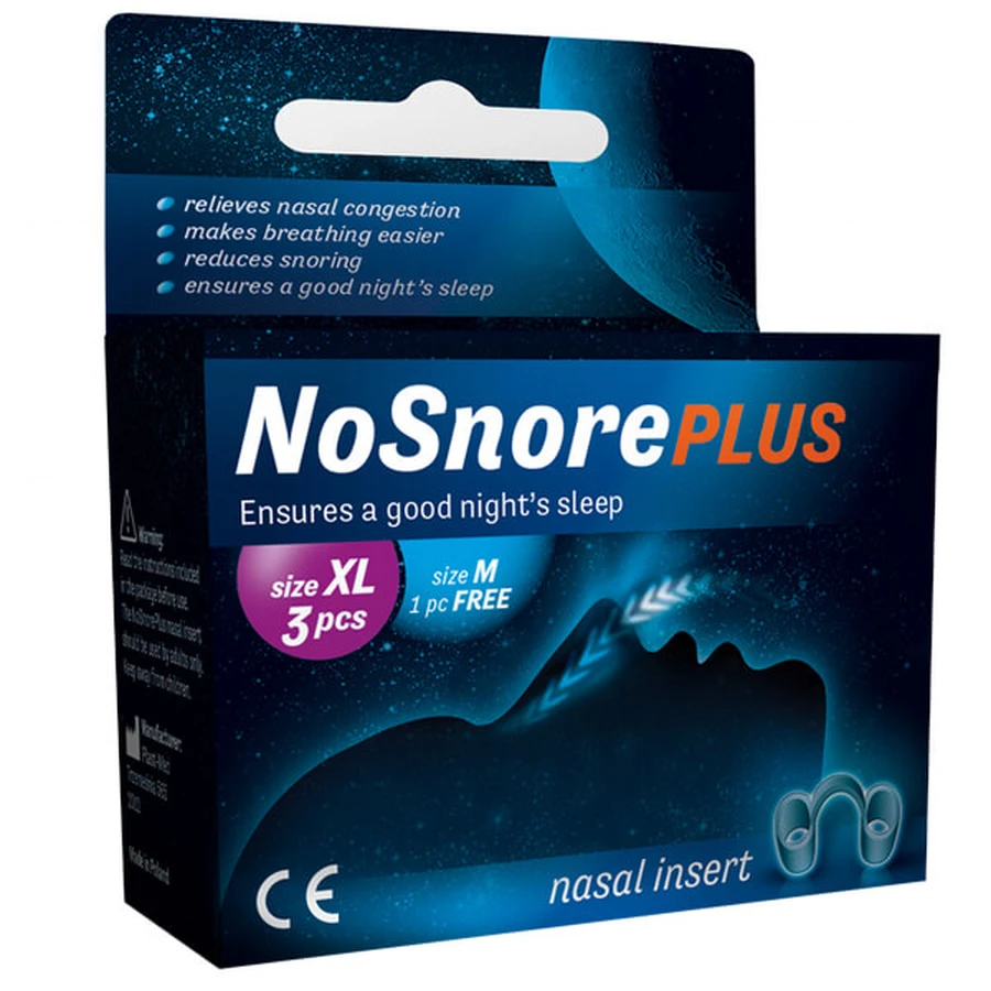 NoSnore Plus, insertos nasales, talla XL x 3 piezas + talla M x 1 pieza