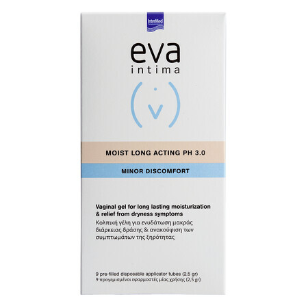 Eva Intima Moist Gel Hidratante Vulvovaginal de Larga Acción pH 3.0, 9 aplicadores vaginales, Intermed