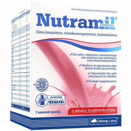 Olimp Nutramil Complex, preparado nutricional, sabor fresa, 72 g x 7 sobres