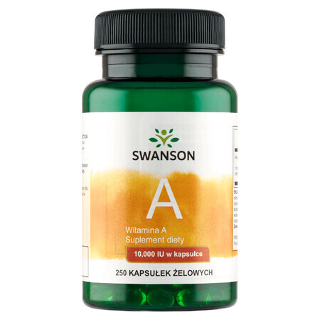 Swanson A, vitamina A 10.000 UI, 250 cápsulas de gel