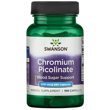 Swanson Chromium Picoliante, cromo 200 µg, 200 cápsulas