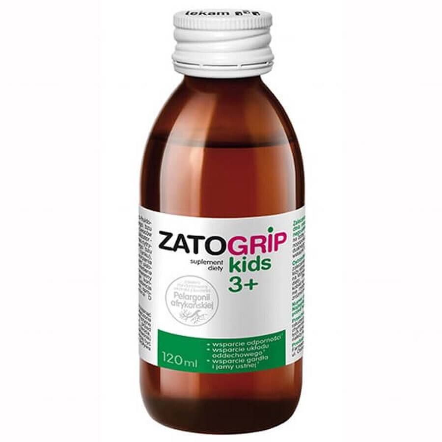 ZatoGrip Kids 3+, jarabe para niños, sabor frambuesa, 120 ml