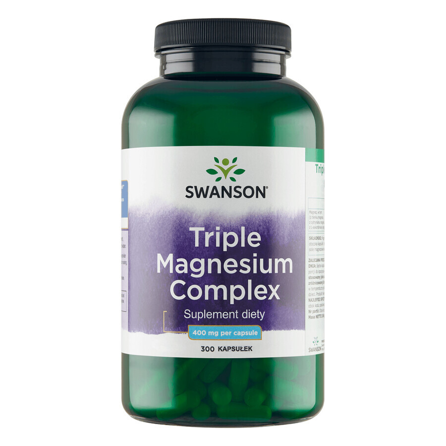 Swanson Triple Magnesium Complex, magnesio 400 mg, 300 cápsulas