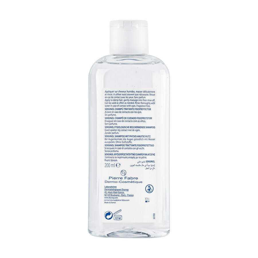 Ducray Sensinol, champú para el cabello, protección fisiológica, 200 ml