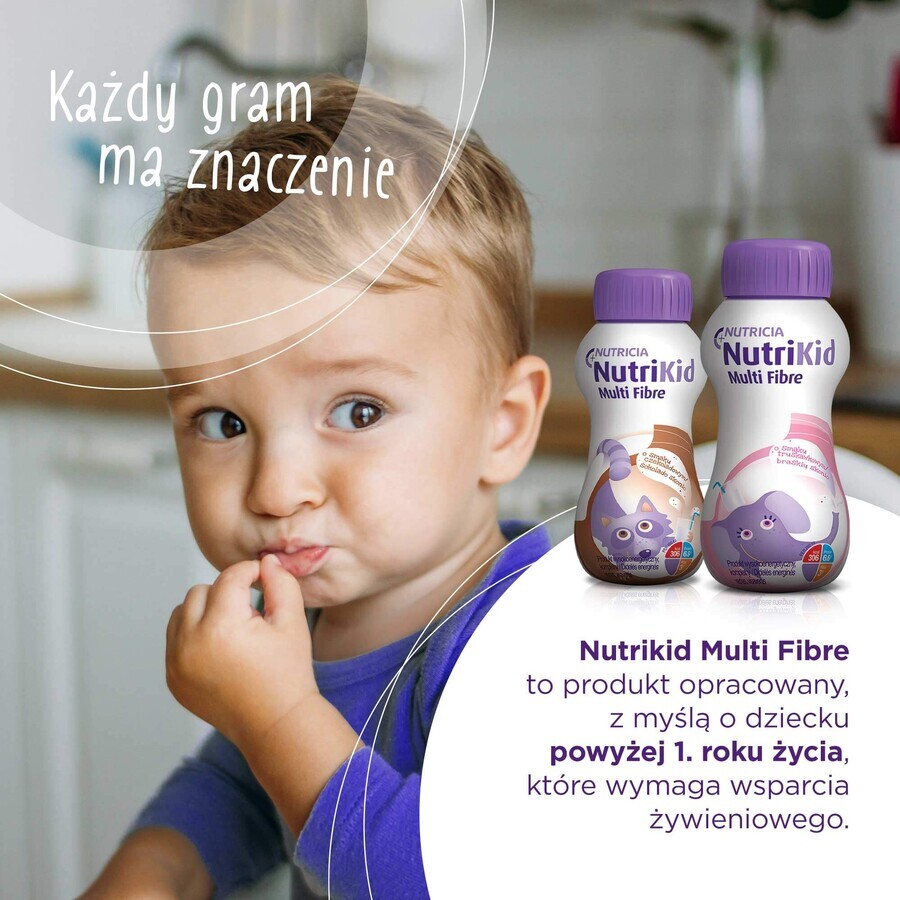 NutriKid Multi Fibre, preparat nutritiv pentru copii peste 1 an, aromă de ciocolată, 200 ml