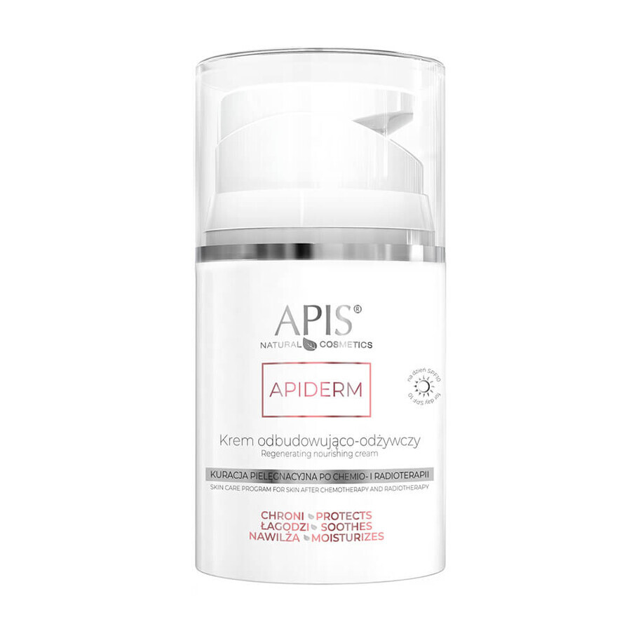 Apiderm, crema reparadora y revitalizante, crema de día, tratamiento de cuidado después de quimioterapia y radioterapia, 50 ml