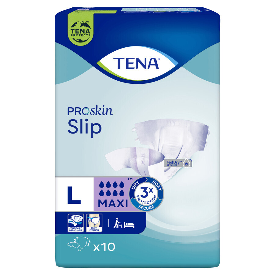 Tena Slip ProSkin, pañales, talla L, 92-144 cm, Maxi, 10 unidades