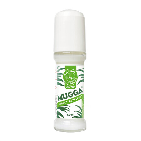 Mugga Repelente de Insectos, repelente de mosquitos y garrapatas, roll-on, DEET 20%, 50 ml