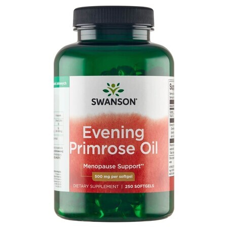 Swanson Evening Primrose Oil 500 mg, evening primrose oil, 250 gel capsules