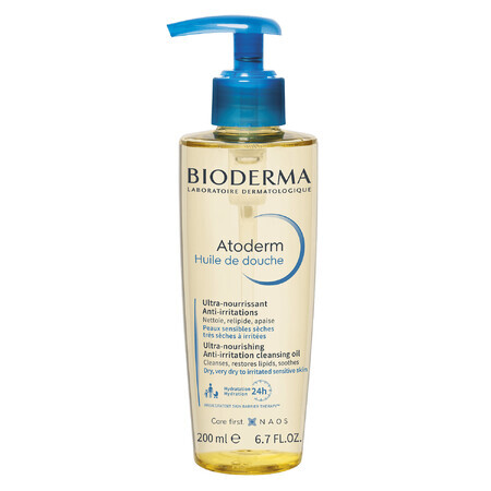 Bioderma Atoderm Huile de Douche, aceite de baño y ducha hidratante, a partir del 1 día de edad, 200 ml