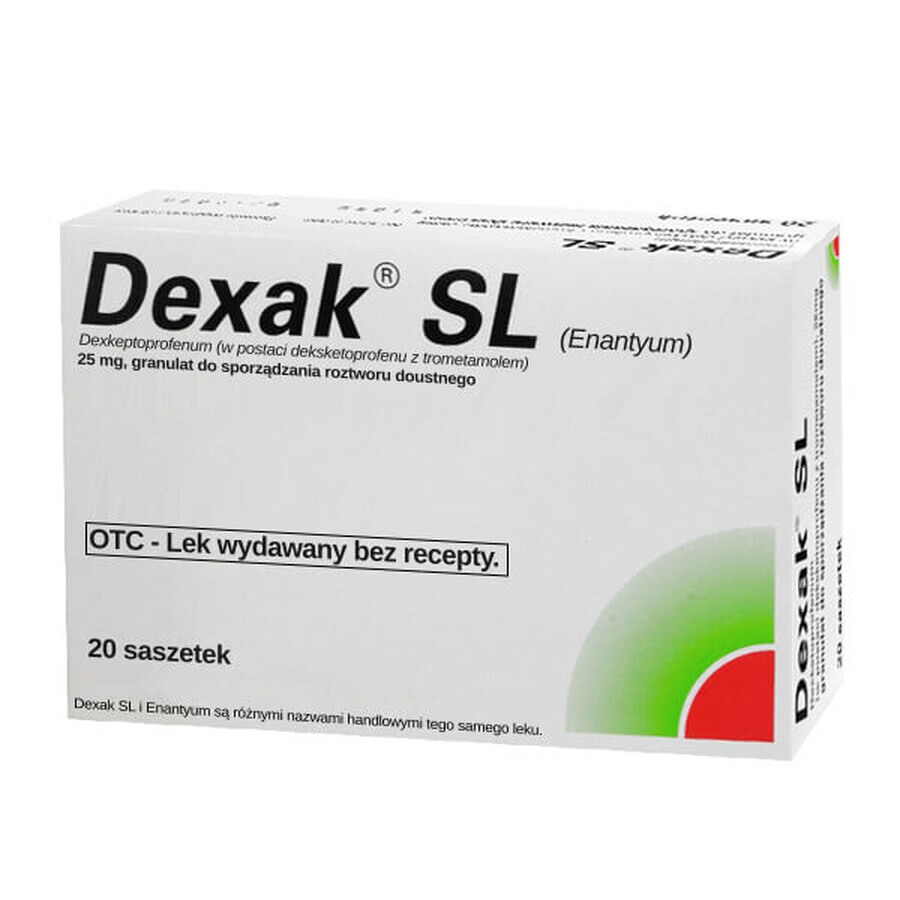 Dexak SL 25 mg, granulado para solución oral, 20 sobres (importación paralela)