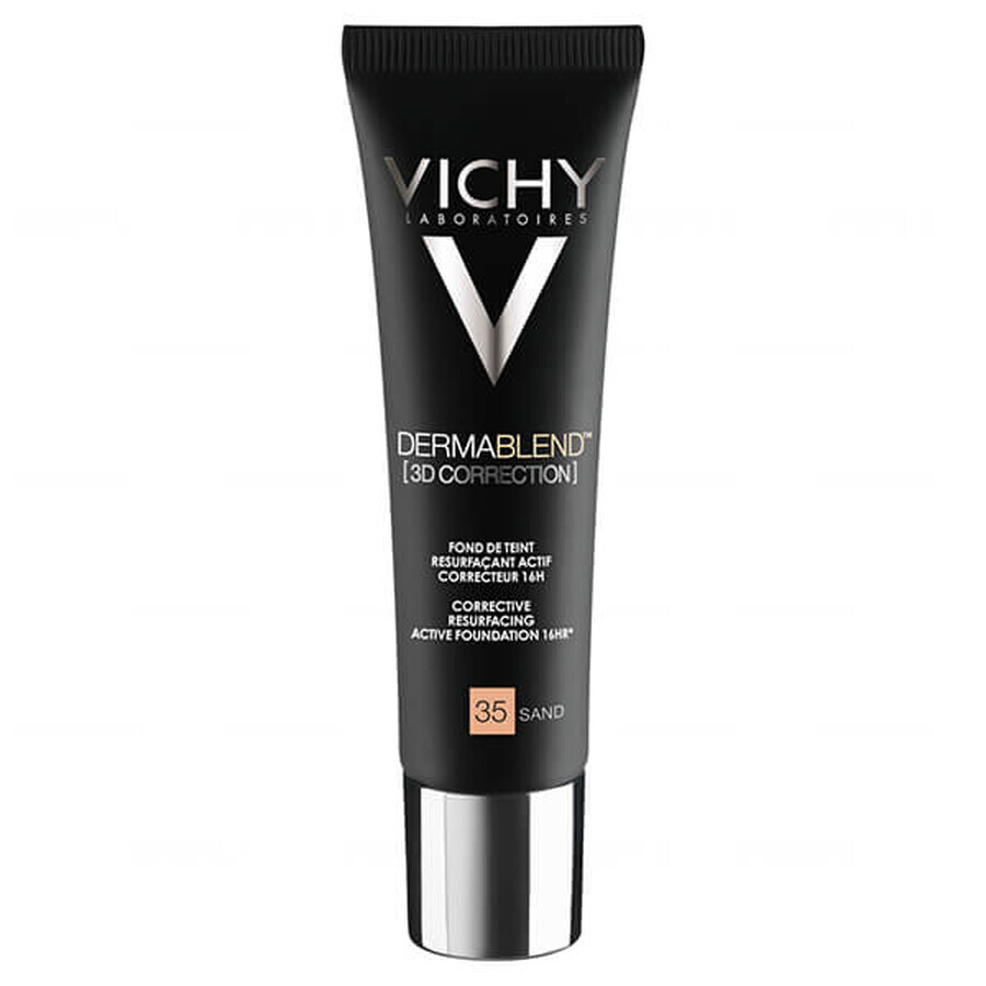 Vichy Dermablend Correcting 3D, fond de ten pentru nivelarea suprafeței pielii, nr. 35, Sand, 30 ml