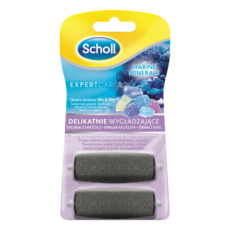 Scholl Expert Care, cabezales rotativos intercambiables Wet & Dry suavemente alisadores con minerales marinos, 2 piezas