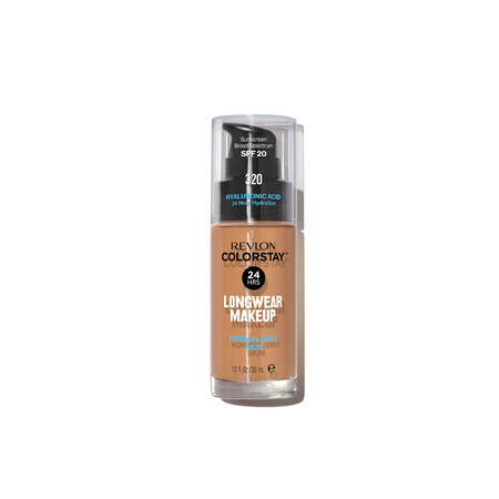 Revlon ColorStay, base de maquillaje para piel normal a seca, nº 320, True Beige, con bomba, 30 ml