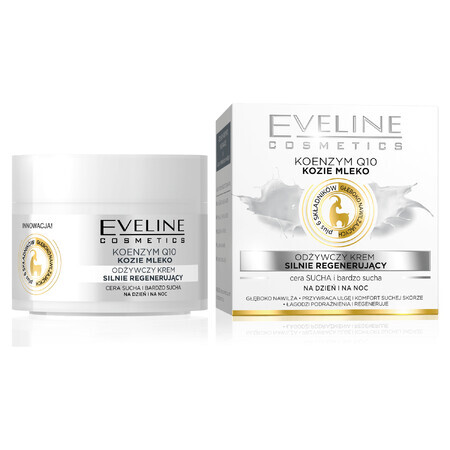 Eveline Cosmetics, voedende sterk regenererende crème Coenzyme Q10 + Geitenmelk, droge en zeer droge huid, 50 ml