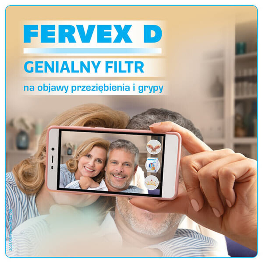 Fervex D 500 mg + 200 mg + 25 mg, granulado para solución oral, 8 sobres