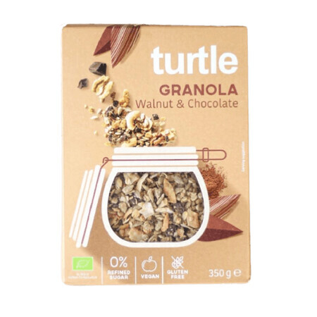 Granola ecológica con nueces y chocolate, 350 gramos, Tortuga SPRL