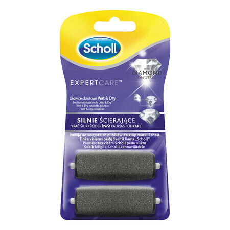 Scholl Expert Care, interchangeable Wet &amp; Dry Extremely abrasive rotary heads with diamond crystals, 2 pieces