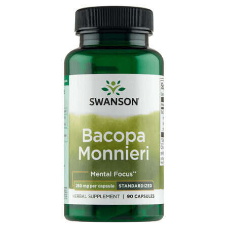 Swanson Bacopa Monnier BaCognize Extract, bacopa à petites feuilles 250 mg, 90 gélules