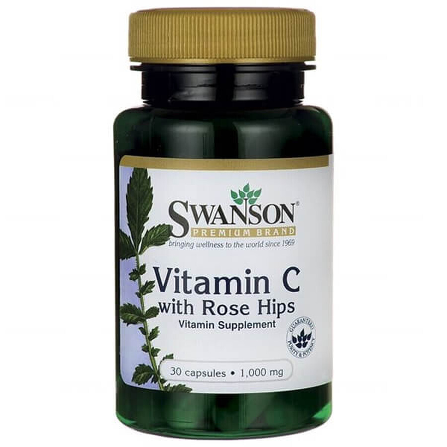 Swanson C, vitamina C 1000 mg cu măceșe, 30 capsule