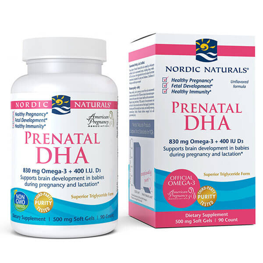 Nordic Naturals Prenatal DHA, Omega-3 + D3, 90 capsule