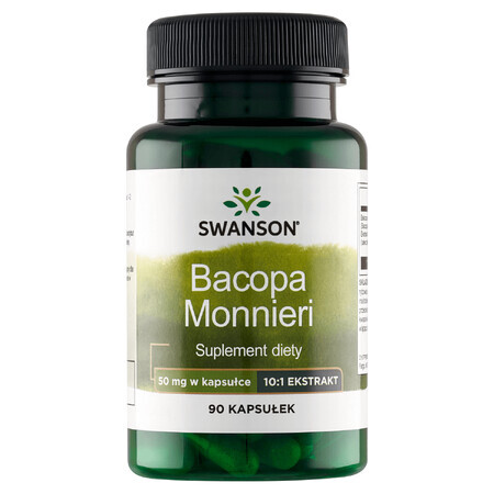 Swanson Bacopa Monniera extracto 10:1, bacopa de hoja pequeña 50 mg, 90 cápsulas