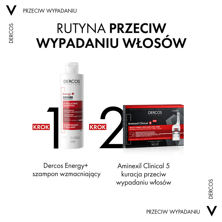 Vichy Dercos Aminexil Clinical 5, tratamiento anticaída para hombre, 6 ml x 21 ampollas