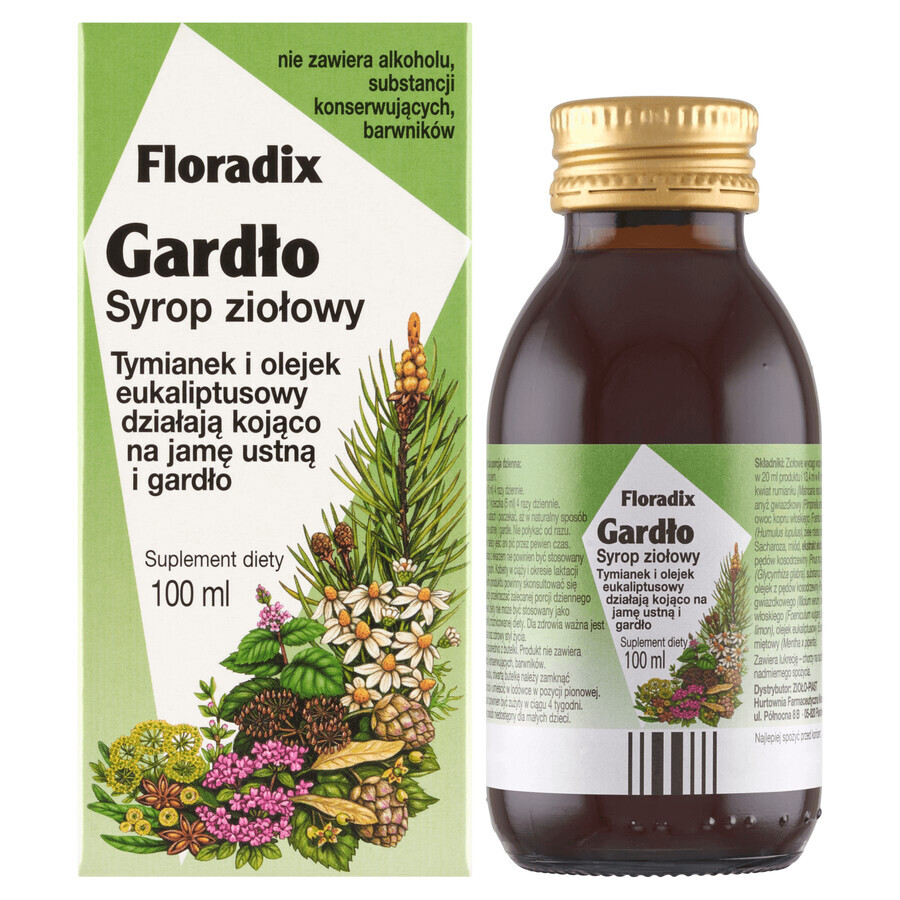 Floradix Garganta, jarabe de hierbas, 100 ml