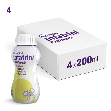 Preparat nutritiv pentru bebeluși de la naștere și copii Infatrini Peptisorb, 4 x 200 ml, Nutricia