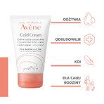 Avene Cold Cream, crema mani concentrata, pelle secca e danneggiata, 50 ml