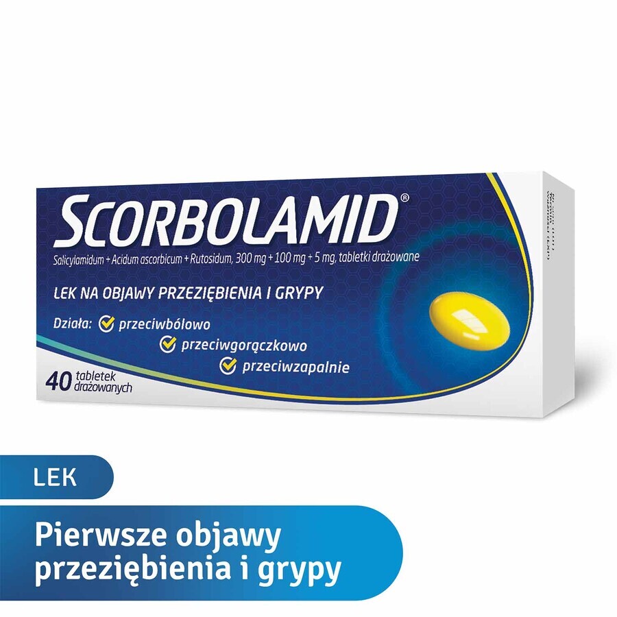 Scorbolamide 300 mg +100 mg + 5 mg, 40 irritated tablets