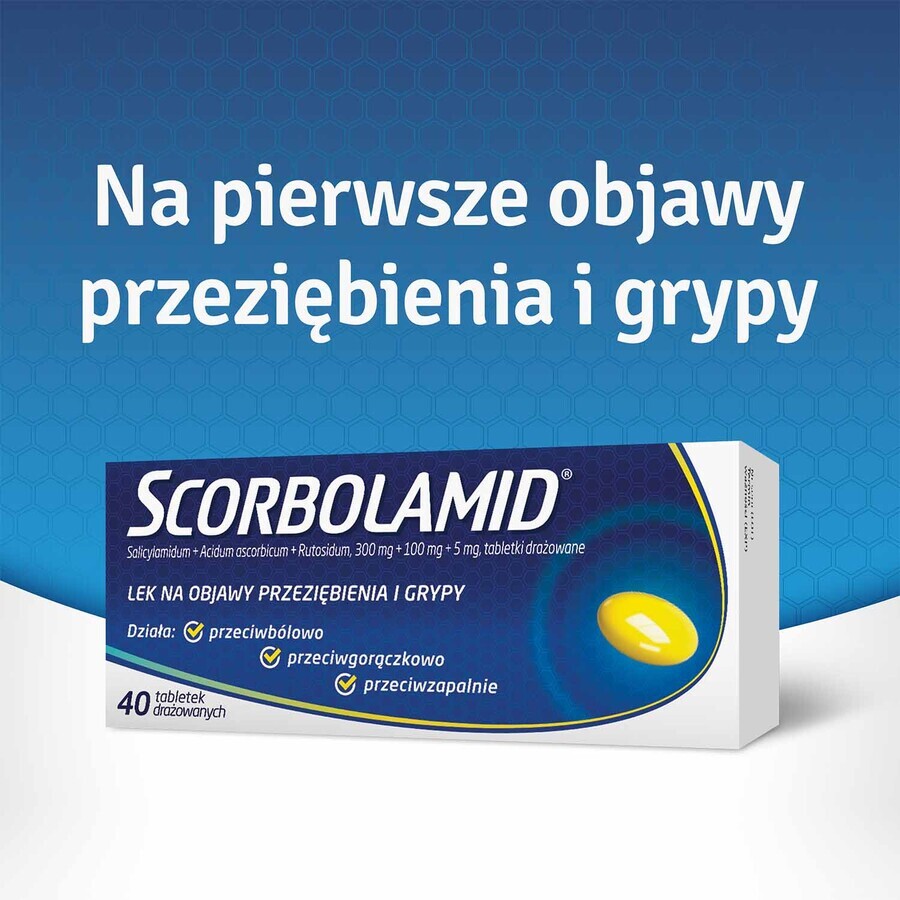 Scorbolamide 300 mg +100 mg + 5 mg, 40 irritated tablets